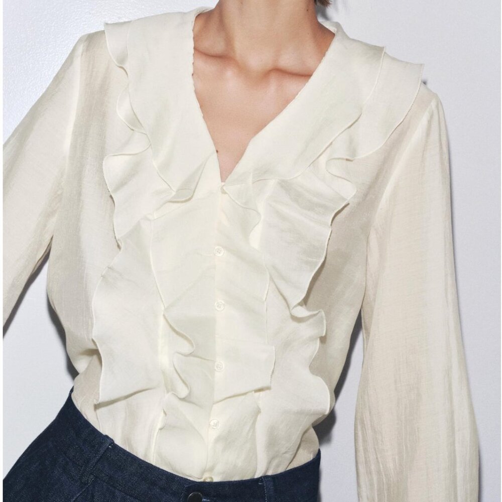ZW COLLECTION RUFFLED SHIRT — Ivory